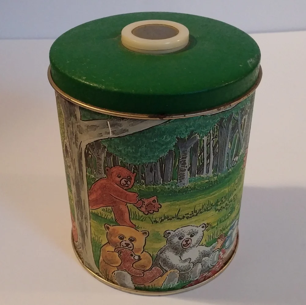 Vintage Graphic Tin The Teddy Bears Picnic Tin Canister